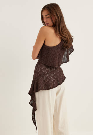 Asymmetric Frill Lace Top