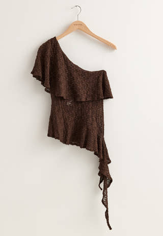 Asymmetric Frill Lace Top