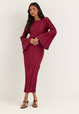 Pleated Frill Dress Red