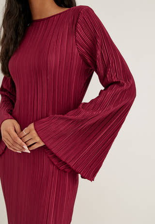 Pleated Frill Dress Red