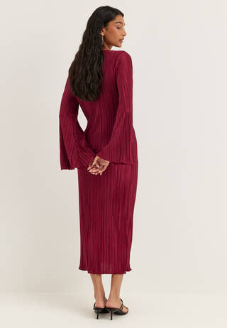 Pleated Frill Dress Red