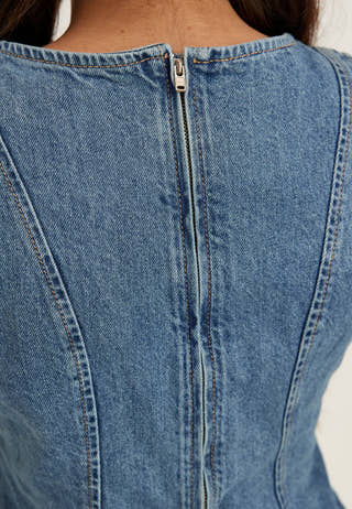 Denim Peplum Top