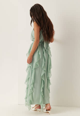 Frill Halterneck Ankle Dress
