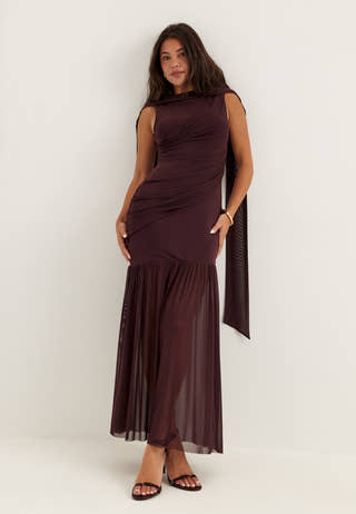 Scarf Mesh Ankle Dress