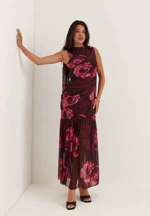 Scarf Mesh Ankle Dress