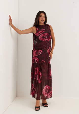 Scarf Mesh Ankle Dress