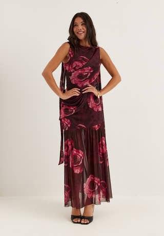 Scarf Mesh Ankle Dress