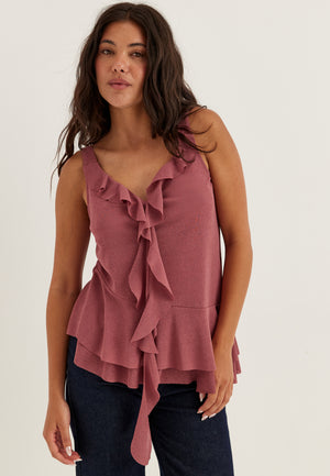 Sleeveless Flounce Top