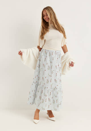 Flounce Detail Cotton Skirt