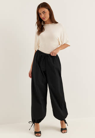 Tie Detail Cotton Trousers