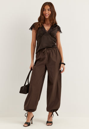 Tie Detail Cotton Trousers
