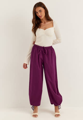 Tie Detail Cotton Trousers