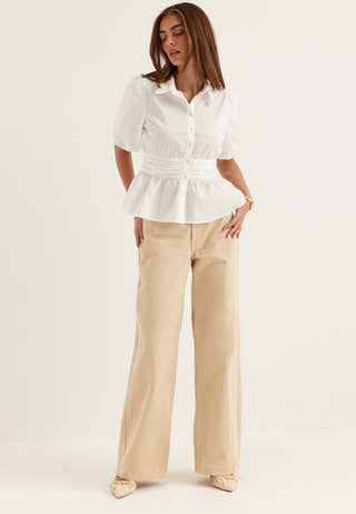 Waist Detail Cotton Blouse