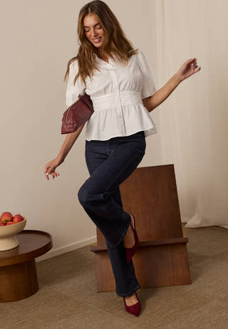 Waist Detail Cotton Blouse