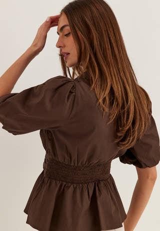 Waist Detail Cotton Blouse