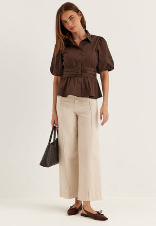 Waist Detail Cotton Blouse
