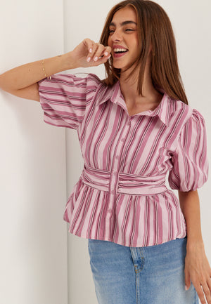 Waist Detail Cotton Blouse