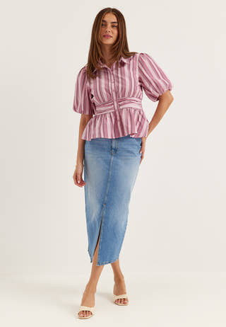 Waist Detail Cotton Blouse