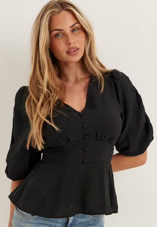 Short Sleeve Puff Blouse