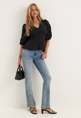 Short Sleeve Puff Blouse