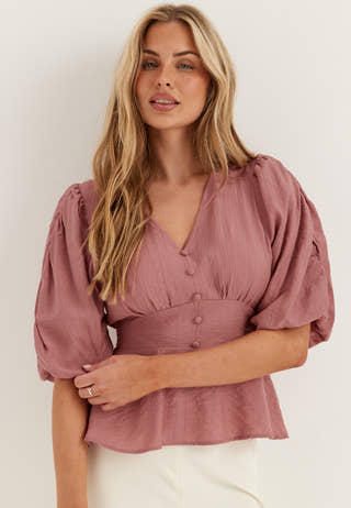 Short Sleeve Puff Blouse