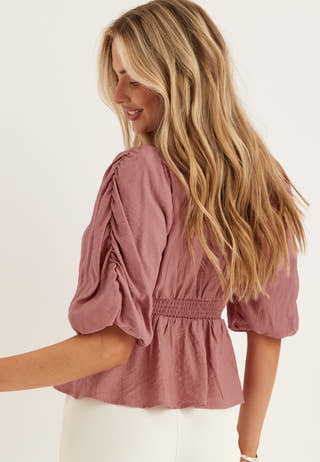 Short Sleeve Puff Blouse