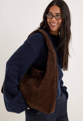Large Braided Bag Brown