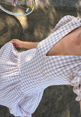 Ruched Puff Sleeve Ankle Dress