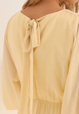 Batwing Chiffon Tiered Maxi Dress Yellow