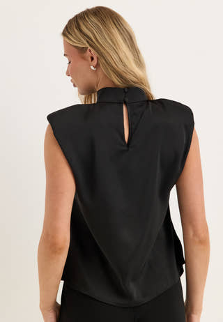 Cap Sleeve Satin Blouse