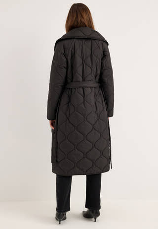 Quilted Long Jacket Black