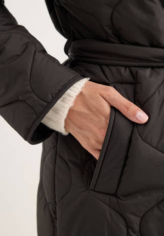 Quilted Long Jacket Black