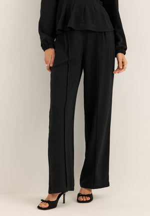 Crepe Front Seam Trousers Black