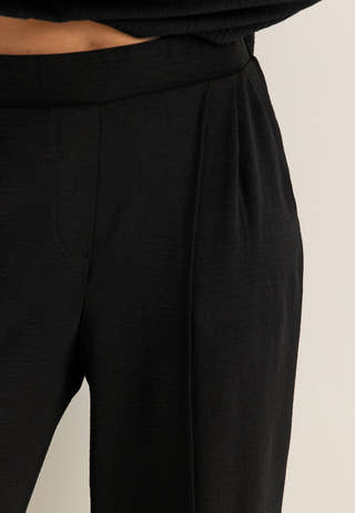 Crepe Front Seam Trousers Black