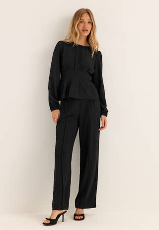 Crepe Pleated Blouse Black