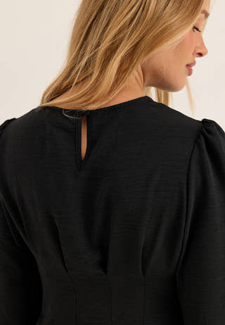 Crepe Pleated Blouse Black