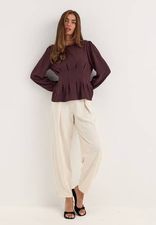 Crepe Pleated Blouse Purple
