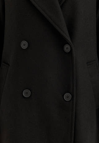 Straight Wool Blend Coat Black