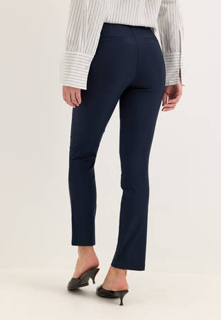 High Waist Stretchy Front Pocket Trousers Blue