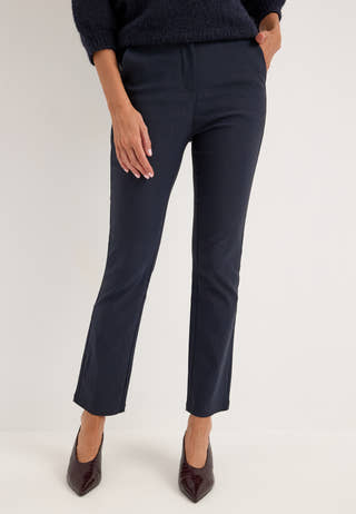 High Waist Stretchy Front Pocket Trousers Blue