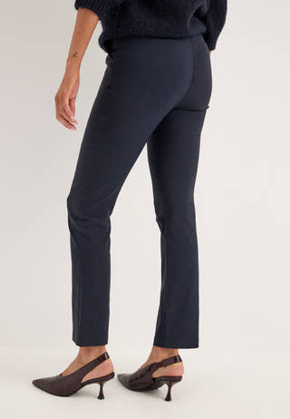 High Waist Stretchy Front Pocket Trousers Blue