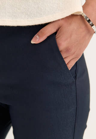 Mid Waist Stretchy Flared Trousers Blue