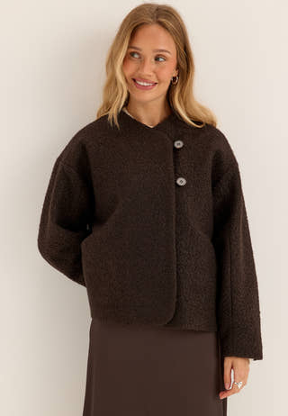 Bouclé Short Jacket Brown