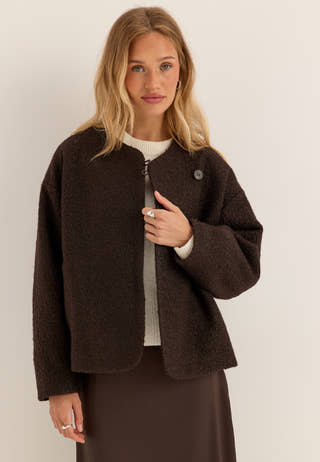 Bouclé Short Jacket Brown