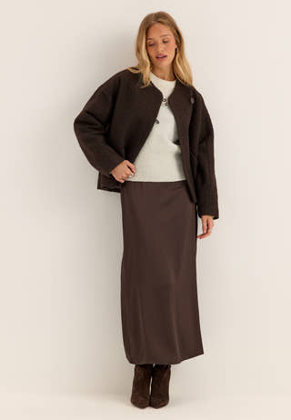 Bouclé Short Jacket Brown