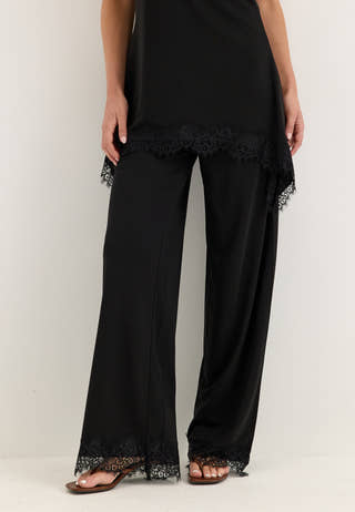 Lace Detail Trousers Black