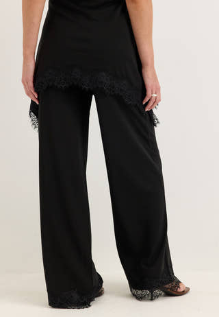 Lace Detail Trousers Black