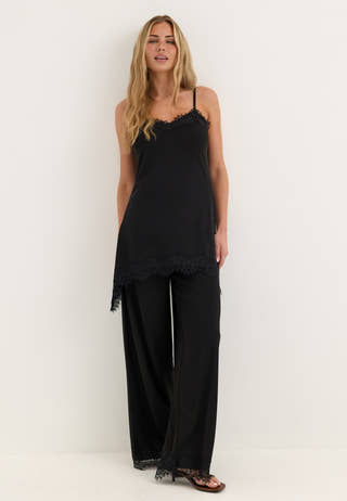 Lace Detail Trousers Black