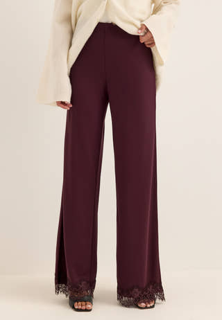 Lace Detail Trousers Red