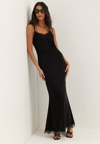 Lace Strap Dress Black